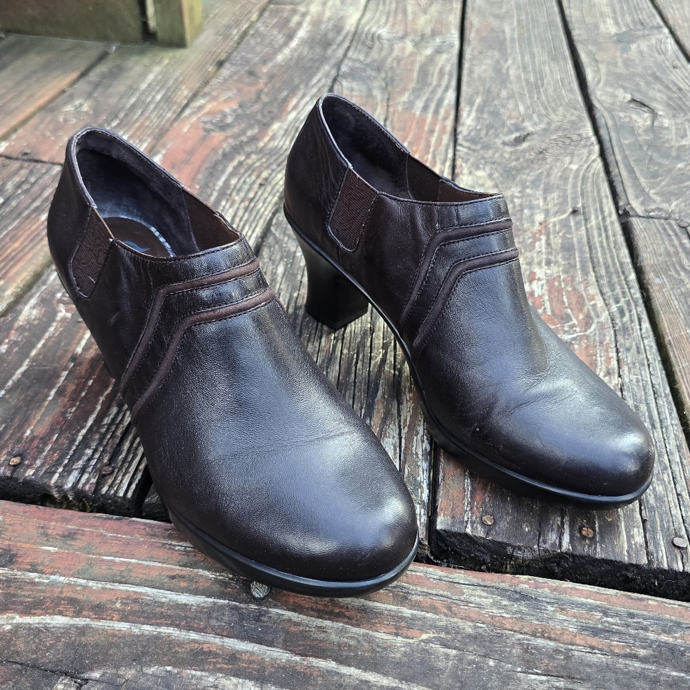 Dansko Banks Heels Slip On Booties Brown Leather Classic Women's 41 EU